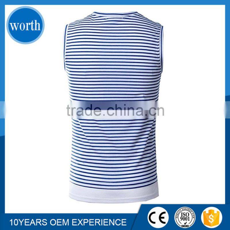 Fashion Summer Striped Tank Tops Mens Fitness Shirt