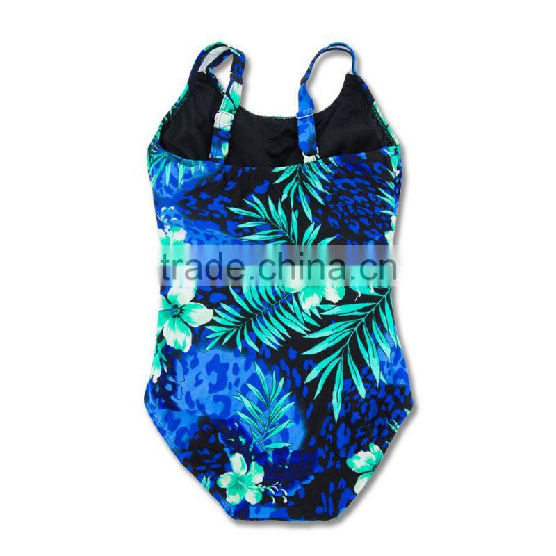 Floral Print One Piece Kids Girl Swimwear 2017