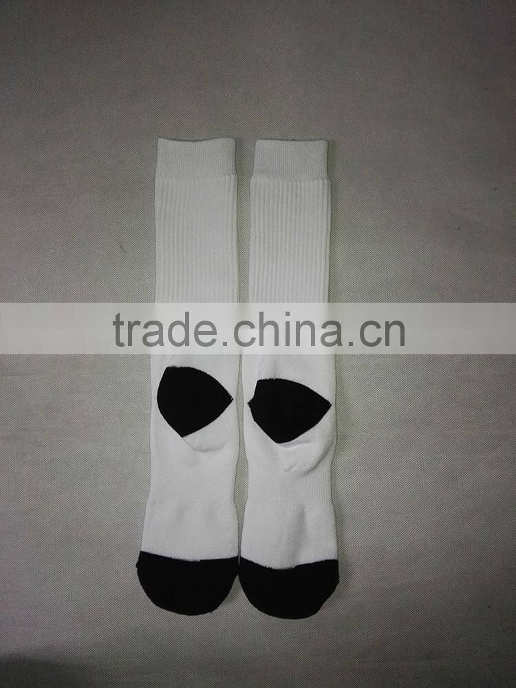 blank polyester socks for sublimation with black toe and black heel