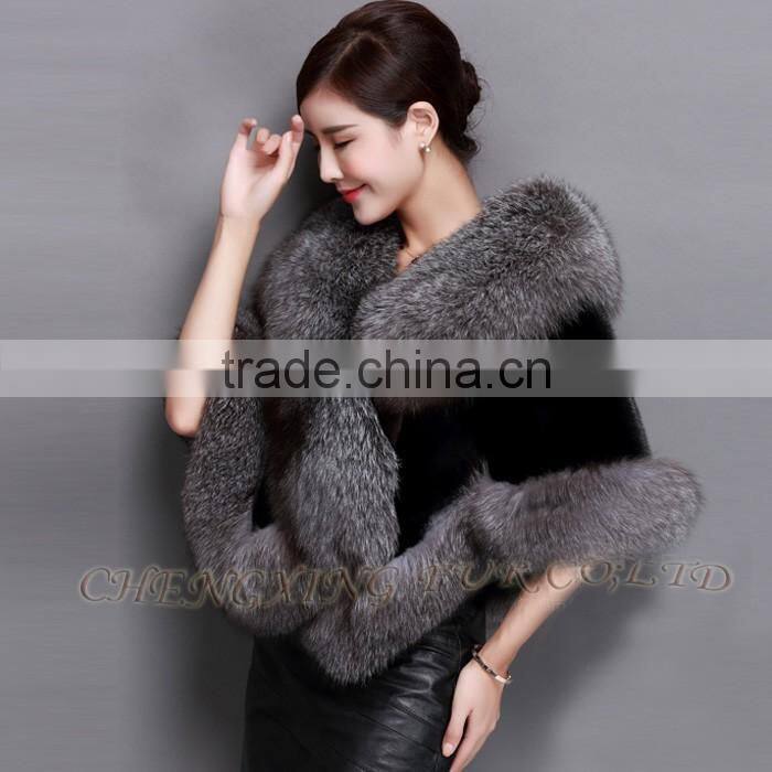 CX-B-M-05G Ladies' Genuine Mink Vintage Elegant Ladies Fur Cape Shawl For Party