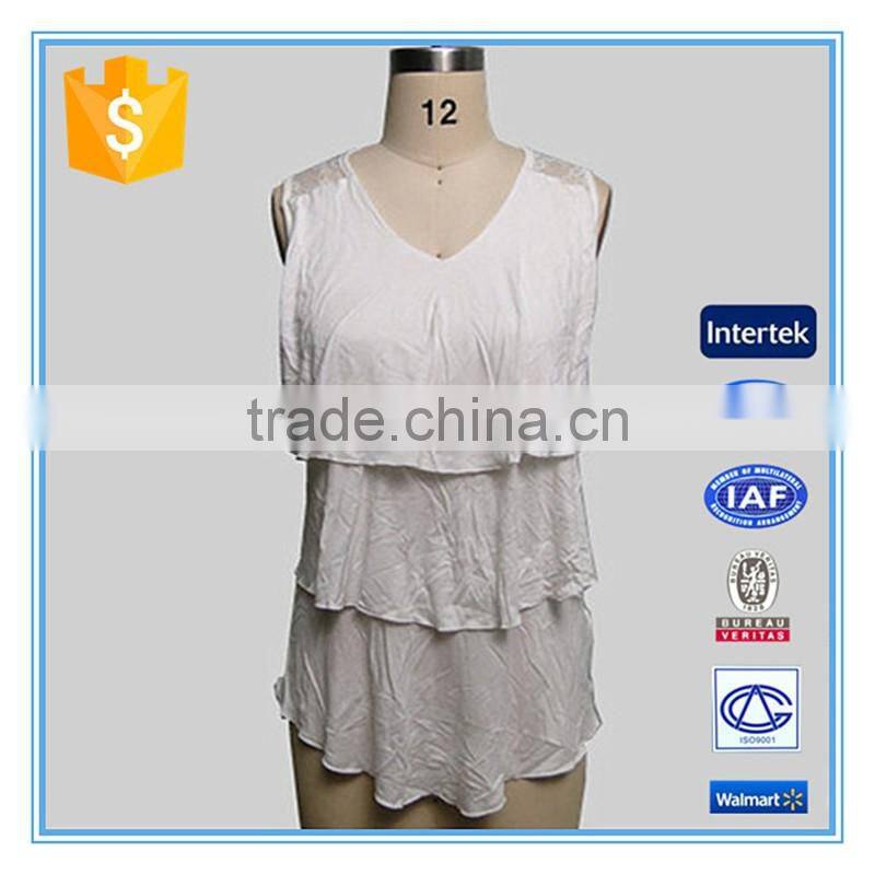 Fashion Solid Color Three Layers Chiffon Knitted Sleeveless Blouse