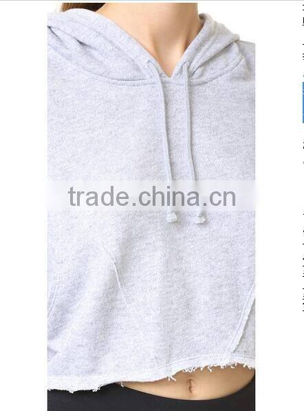 bomber fleece hooded sweatshirt the light french terry fabric short sleeve hoodie with raw edged hem