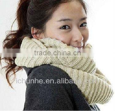 popular lovely girl winter knitted acrylic scarf factory in knit town