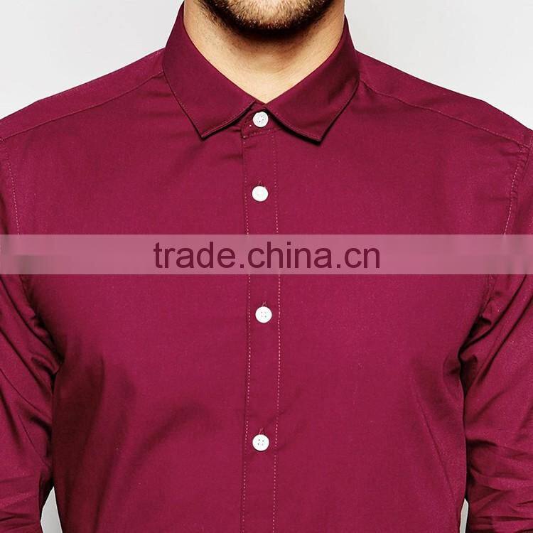 Slim Fit mans red shirt with long sleeves, latest formal shirt designs for men