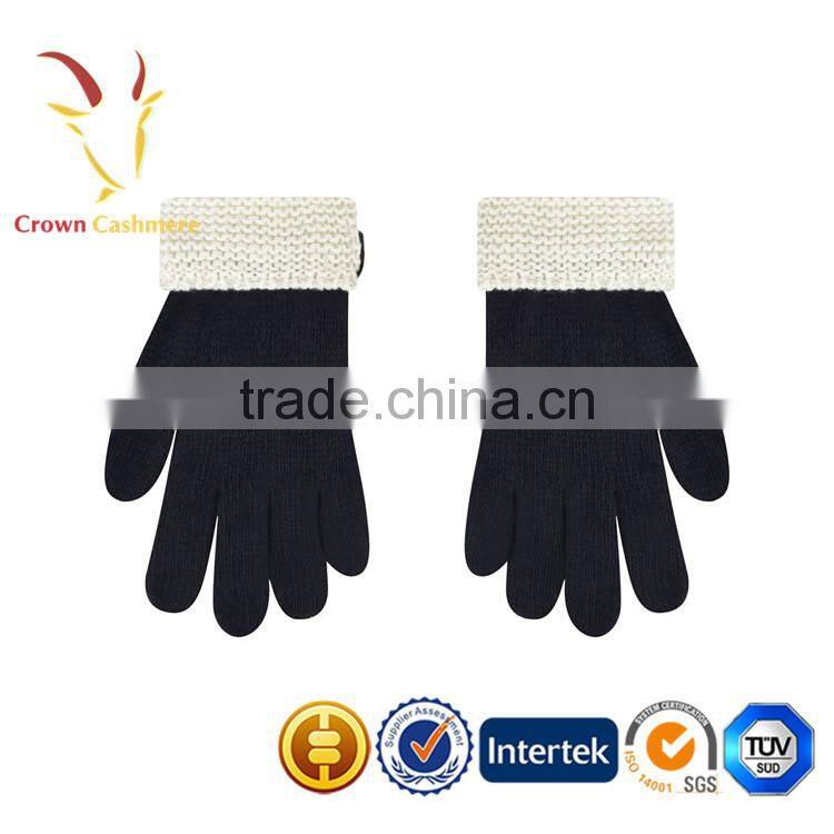 Black Cashmere Cotton Knitted Hand Gloves Price