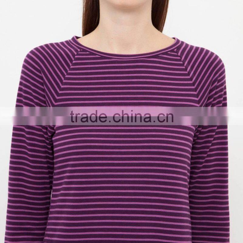 raglan sleeves striped with pocket womens sleepwear gowns