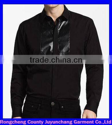 Hot fashion men's casual suede black solid color shirt