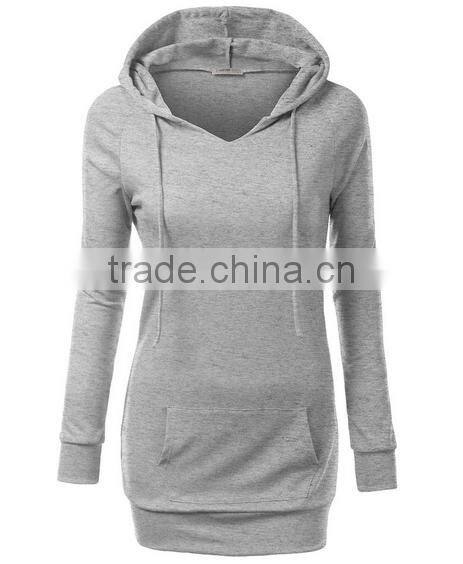 Custom made blank elongated solid color pullover hoodies