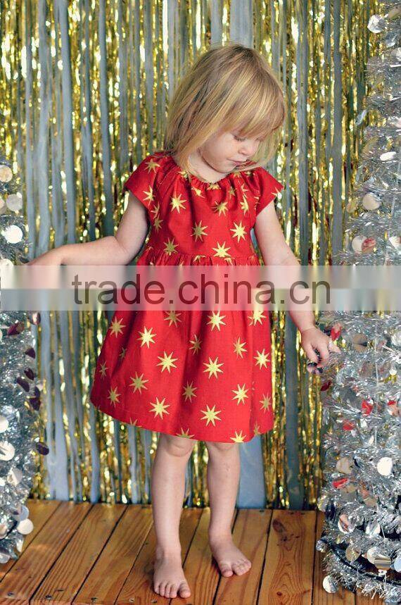Little Girls Red Gold Stars Baby 4th of July Memorial Day Dress