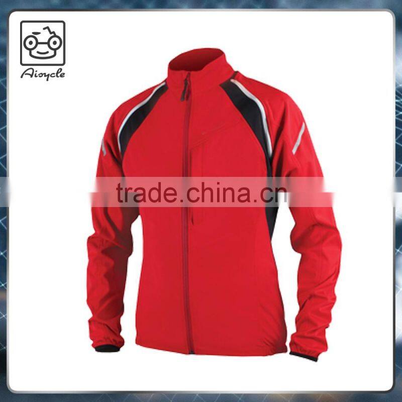 Detachable sleeves reflective trims waterproof softshell cycling jacket for man