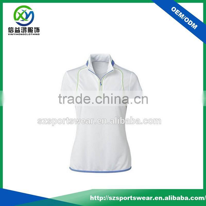 High Quality Quarter-Zipper Contrast Trim Women's Golf Polo Shirt