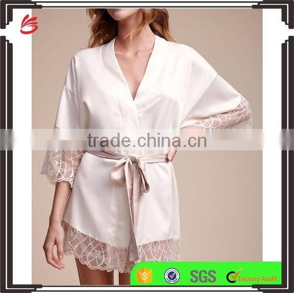 2017 fahsion style Women's Summer Sexy Silk Satin ladies long sleeve night shirts Pajamas nightgown wholesale