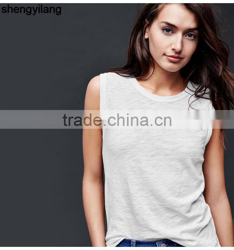 Custom 100% cotton vest women plain tank top wholesale in guangzhou
