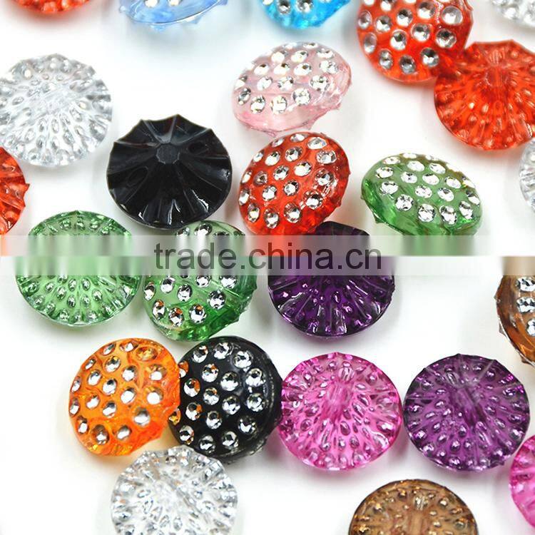 Colorful 12.5mm Garment Button With Rhinestone Fashion Buttons For Clothes