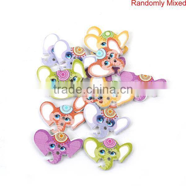 Wood Sewing Buttons Scrapbooking 2 Holes Elephant Head At Random