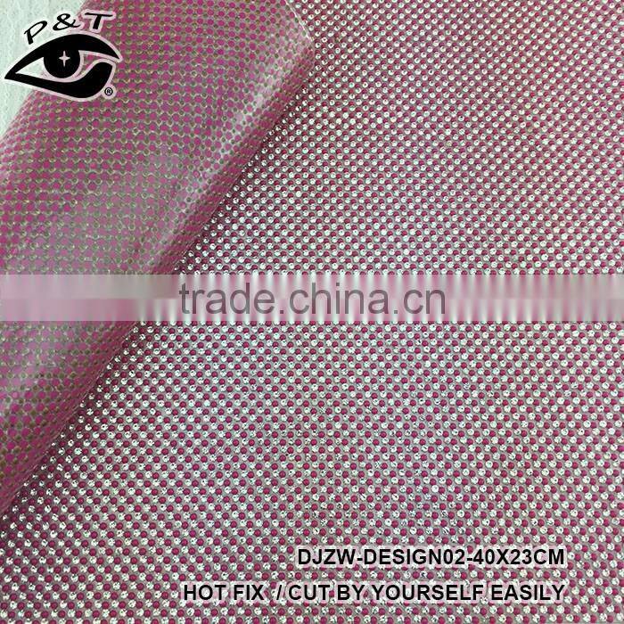 New arrival hot fix rhinestone mesh stripe design iron on resin mesh for garments