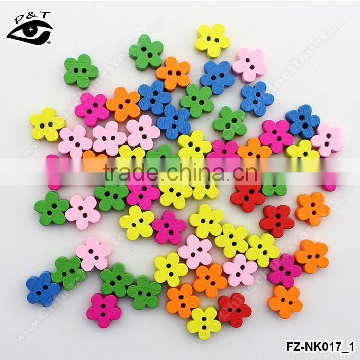 11MM Flower shaped Wood Buttons Colorful Buttons For Decoration DIY Craft Accessories