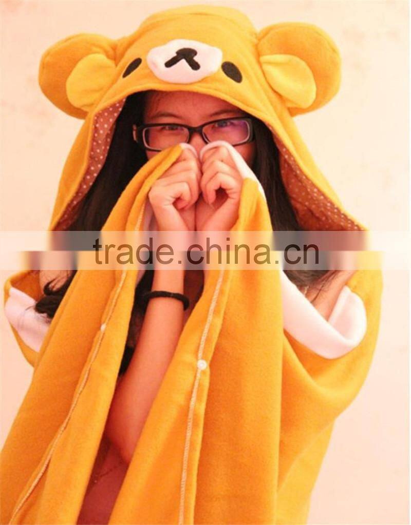 soft and warm mono dots polar fleece blanket coat with animal head