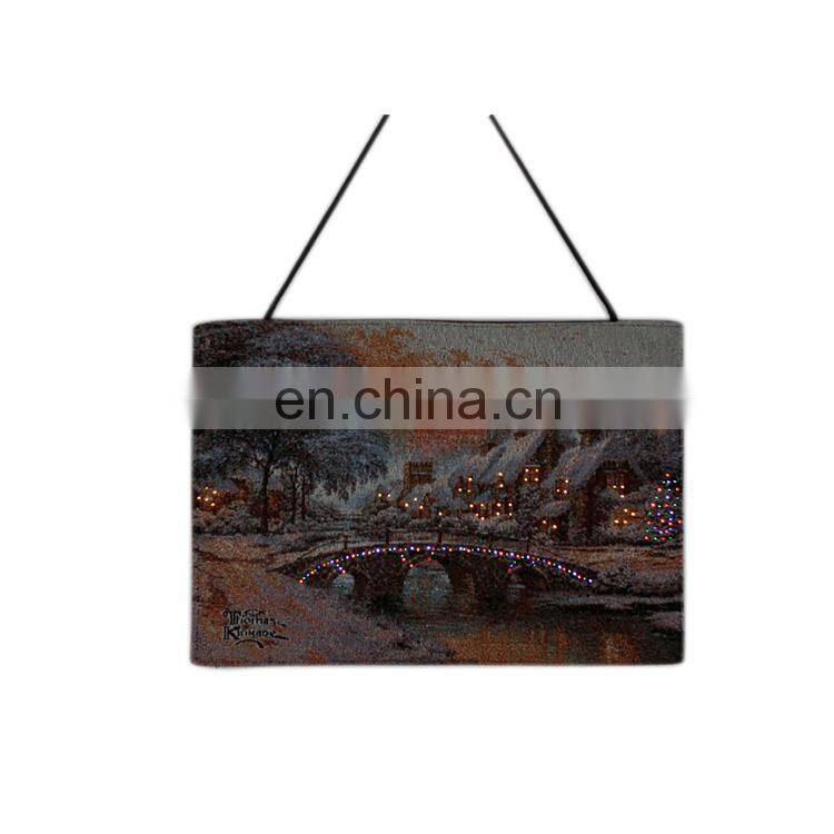 Christmas LED lights jacquard wall hanging tapestry