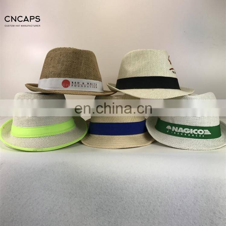 Straw hat with printed logo custom brand for promotion event - CNCAPS