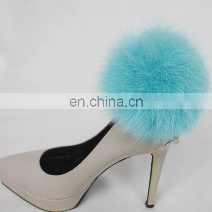 Fashion Accessory Fox Fur Pom Poms for High-heeled Shoes