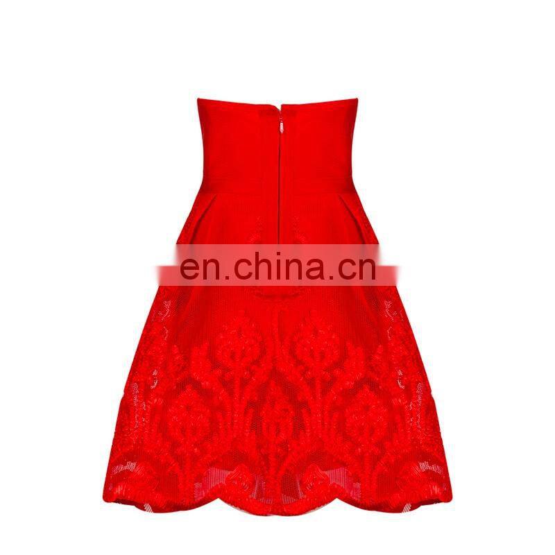 Amigo Red Sexy Women Summer Sleeveless Evening Dress Party Cocktail Short Lace Dress