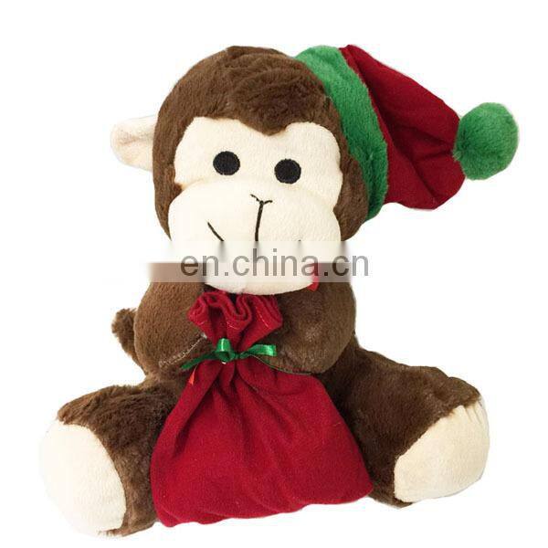 Christmas hat and bag plush monkey