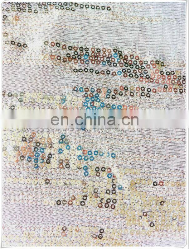 Fancy silk mesh fabric with latest sequin embroidered silk fabric for fashion clothes