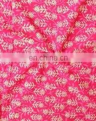 Fuchsia Hand Block Discharge Printed Fabric