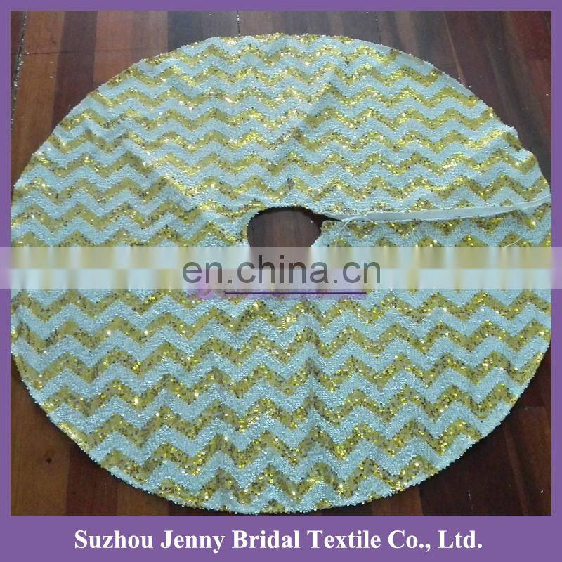 CTS001B sequin and burlap christmas embroidery tree skirt