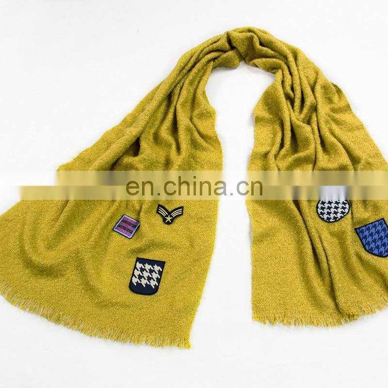Young lady's scarf winter 100%acrylic shawl warm yellow