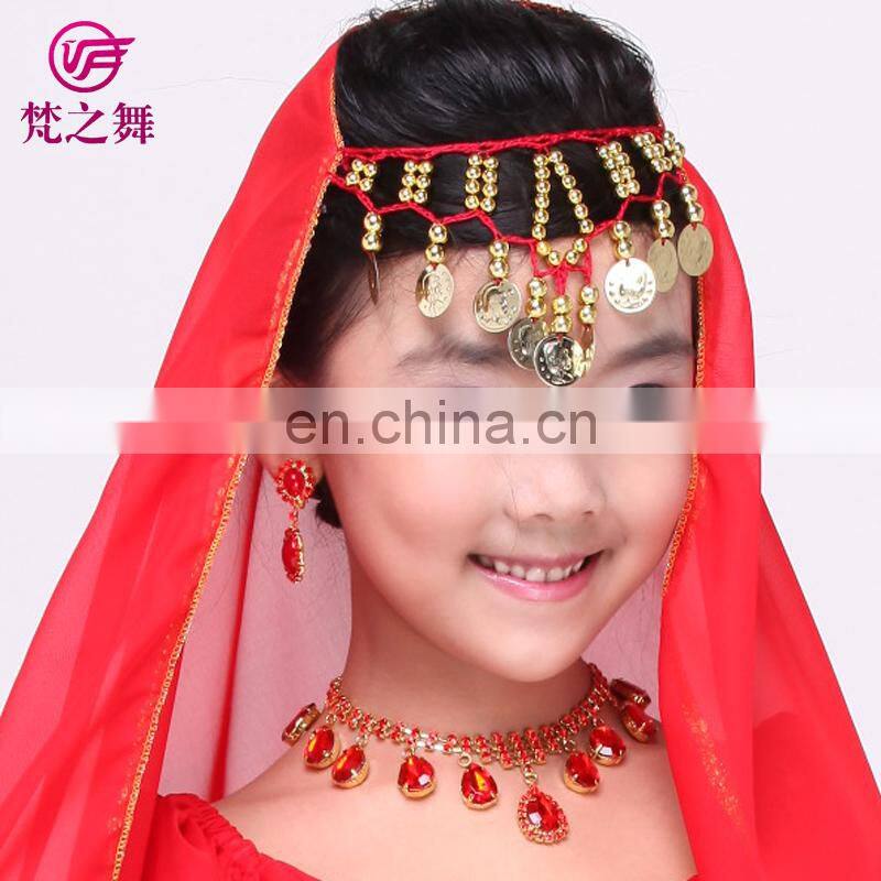 P-9054 Children and adult red belly dance necklace earring set jewelry