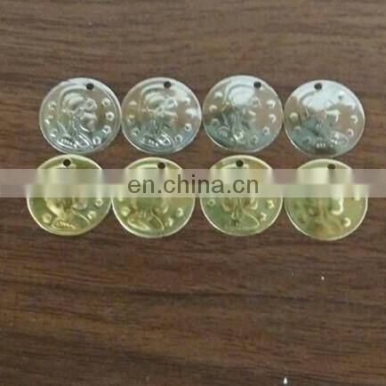Personalized 18mm tribal gold and silver fake belly dance coins with 3 patterns logo for belly dance P-9062