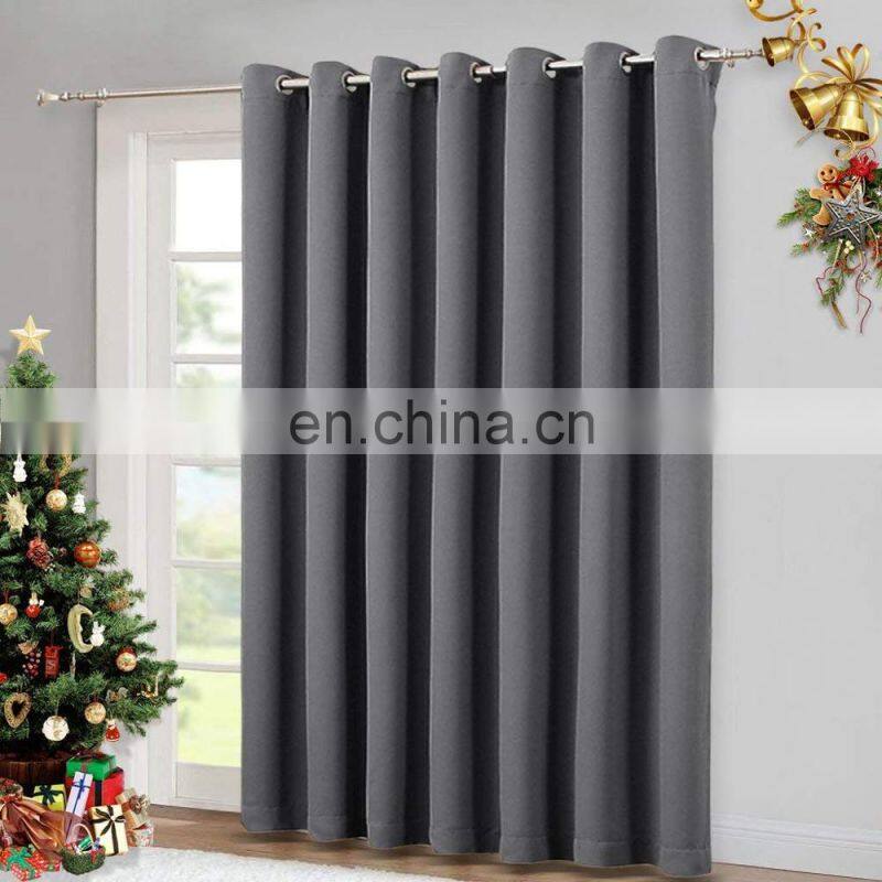 Grey Keep Warm Draperies Sliding Door Curtain Wide Blackout Curtains