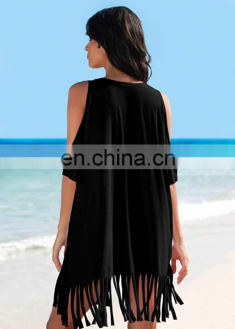 2019 Dress Womens Tassel Letters Print Baggy Swimwear Bikini Cover-UPS Beach Dress vestidos de fiesta #25 Dropshipping