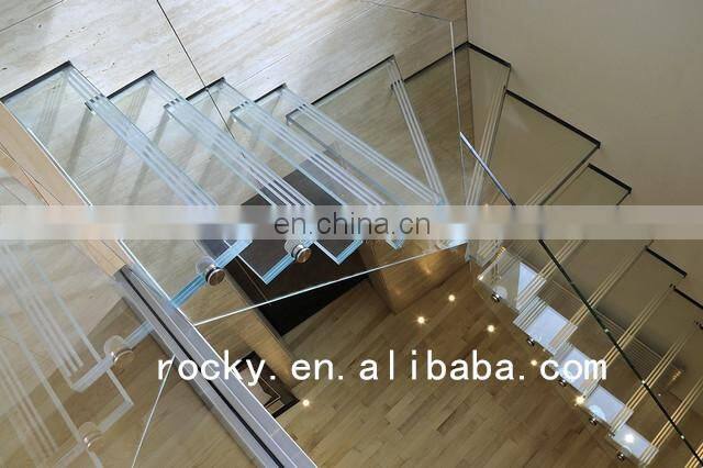 Qingdao Rocky high quality best price anti-slip tempered laminated glass stair treads