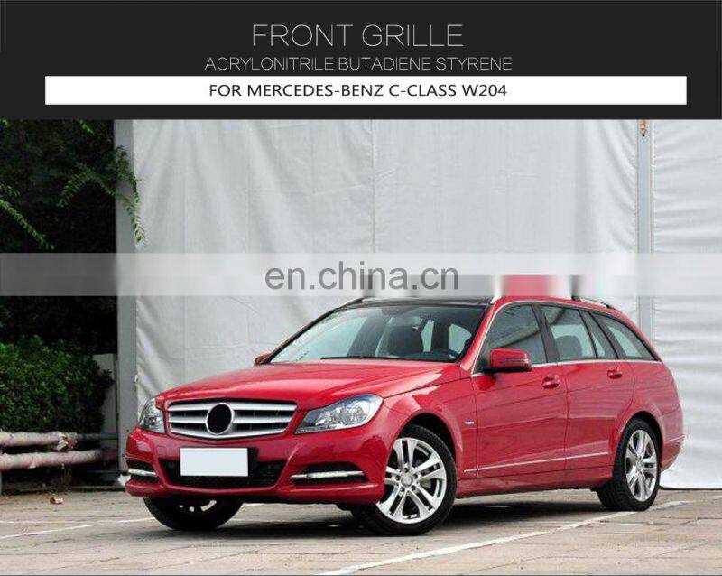 Silver W204 GTR Front Grille for Mercedes Benz C180 C200 C250 C300 C350 Sport Sedan 07-13