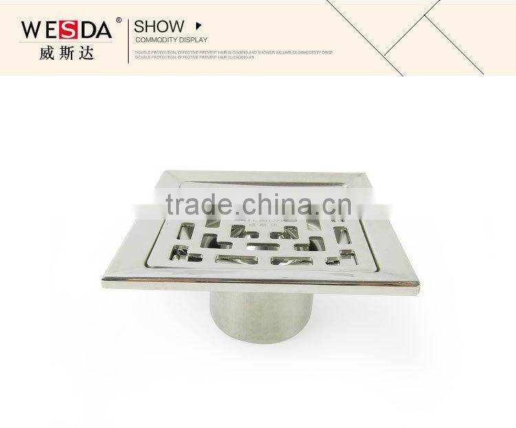 WESDA 3.5inch new style Full set adjustable floor drain with bottom outlet Stainless Steel Floor drain,roof drain, shower drains