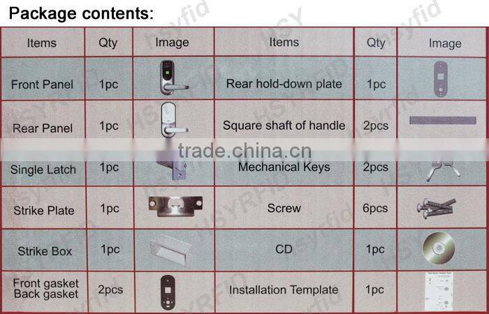 2016 New Zinc Alloy Biometric Fingerprint Door Lock for Wooden and Glass Door