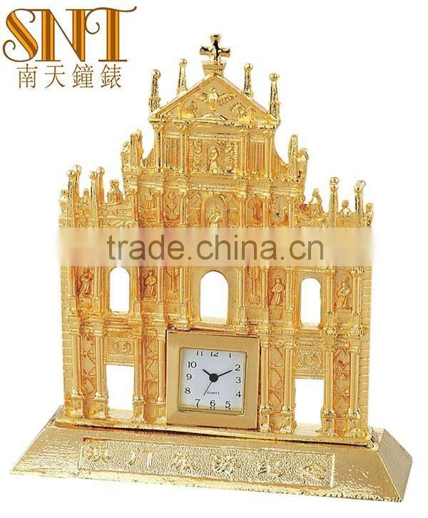 2016 desk clock luxury golden fashion home decoration antique promotional gift