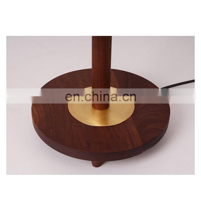 Retro Walnut Led Standing Floor Lamp Fabric Lampshade Nordic Simple Living Room Bedroom Study Home Lighting Floor Lights