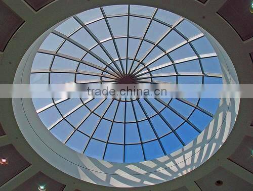 Steel space frame dome atrium roof with display good