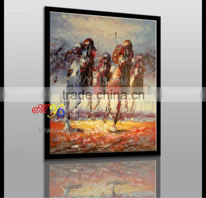 new handmade horse riding wall art canvas oil painting 50*60cm JH-323 wholesale cheapest factory direct