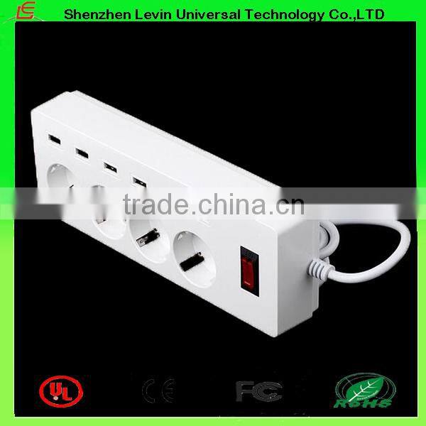 Manufacturer CE Cheap Extension Power Plug 6Gang 4 Port USB Multi Socket European