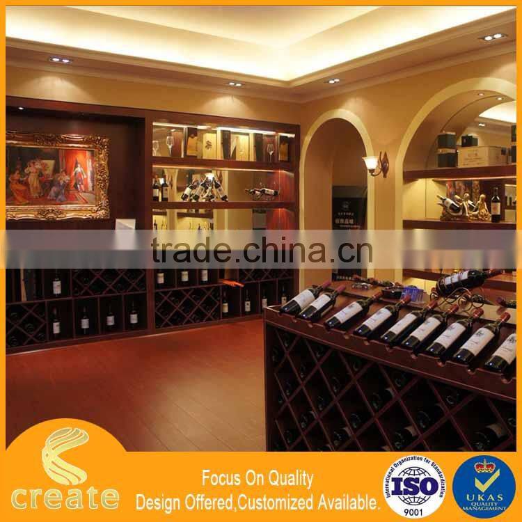 Modern cherry wooded red wine shop furniture display showcase/wine rack/wine stand