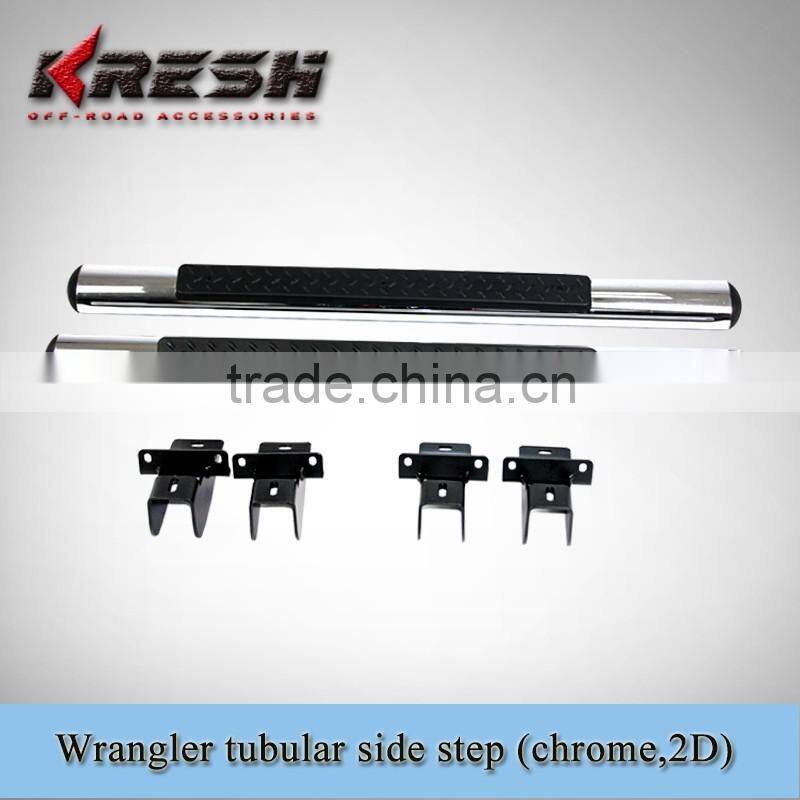 Hot sale chrome and black Wrangler jk tubular black 2 door side step for 2007-2015JK