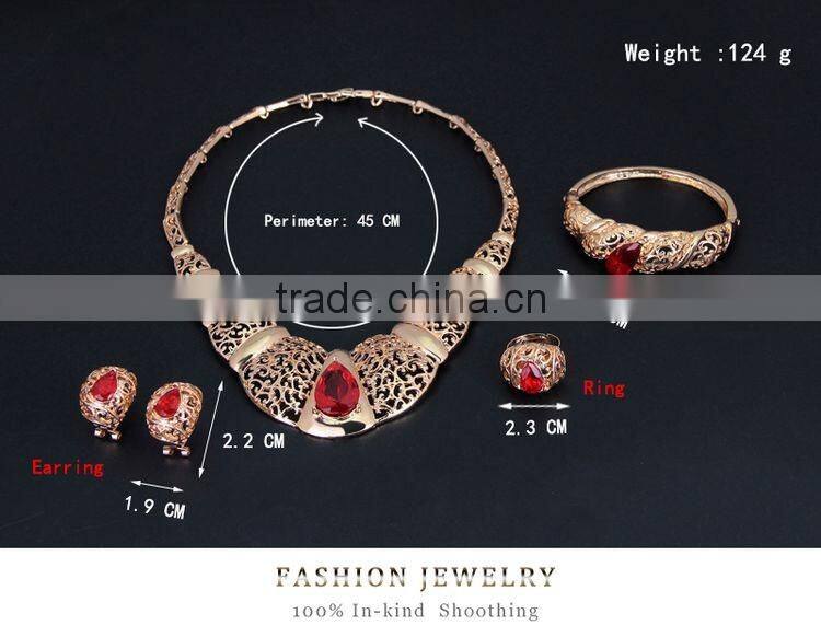 New Fashion Women African Jewelry Sets Gold Plated Alloy Wedding Necklace Sets