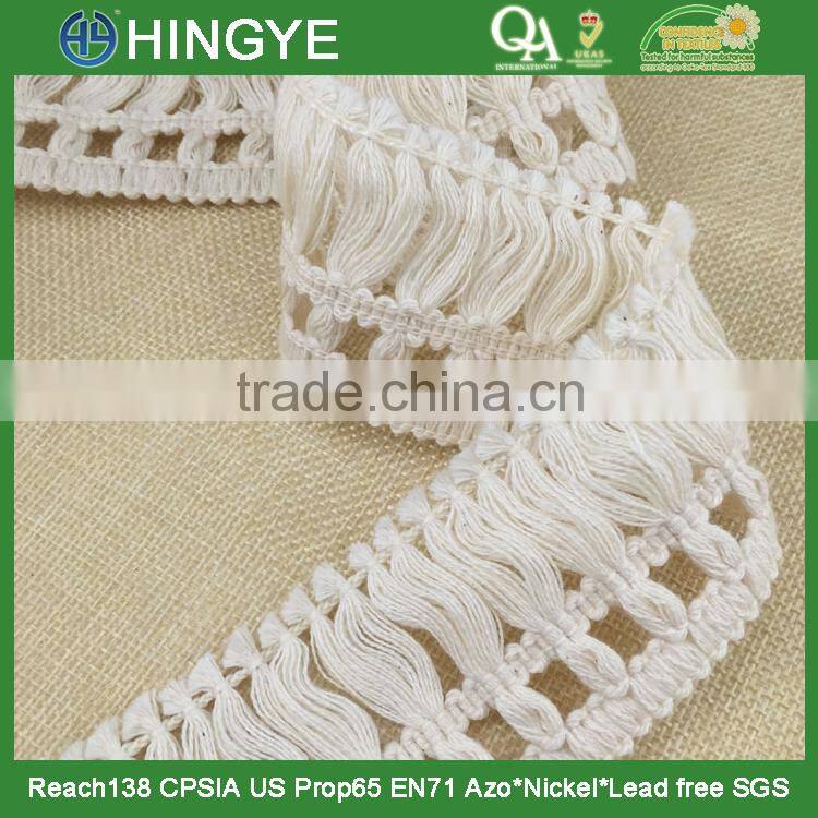 2015 new arrival 5cm width off white wholesale cotton fringe H1551