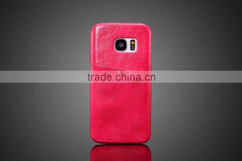 Low Price High Quality Leather Rubber Back Case for Samsung S7 edge Luxury Crazy Horse Grain Case with Card Slot SSZ MT-5536