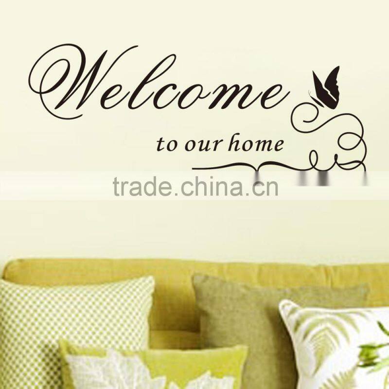Welcome to our home Quote Removable Vinyl Decal Decals Wall Sticker Stickers Home Decor DIY Butterfly